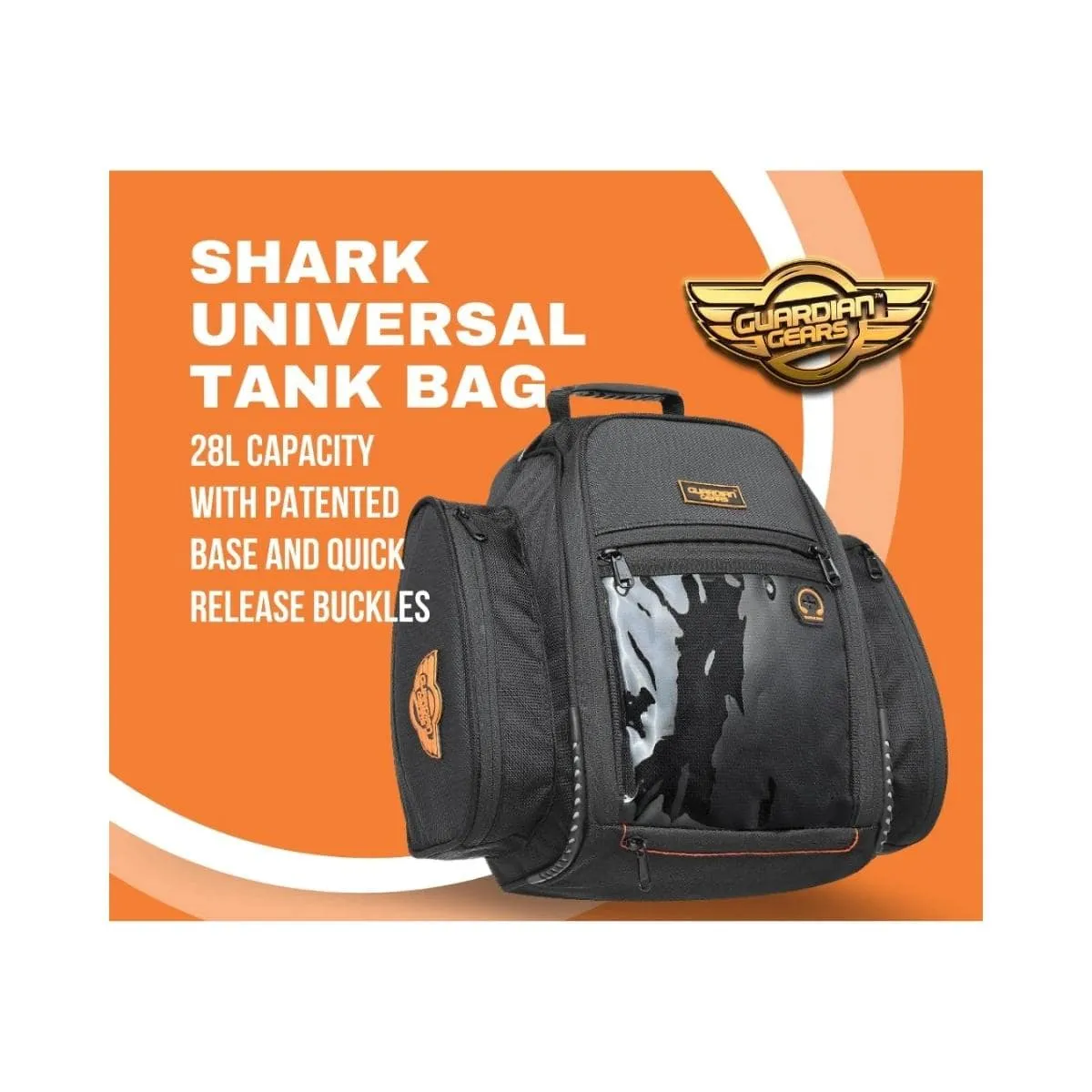 Shark Universal 28L Tank Bag with Rain Cover - Black
