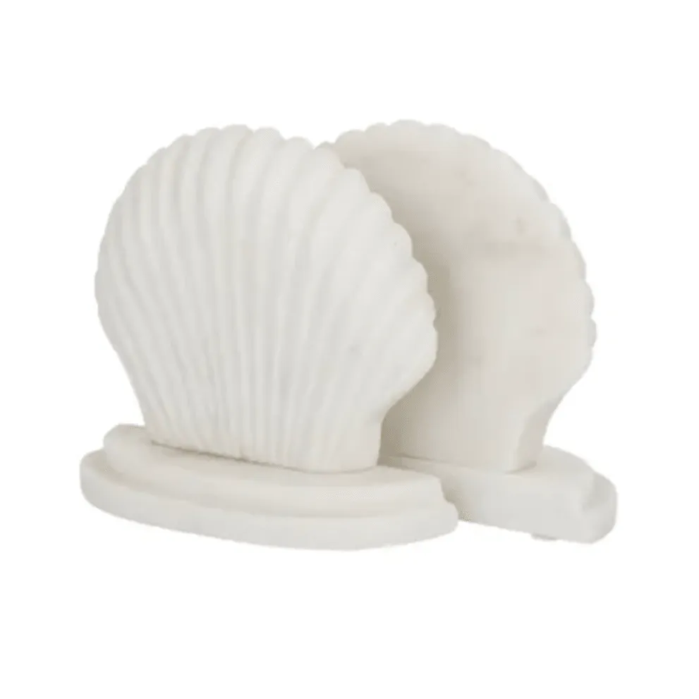 Shell Marble Bookend | White