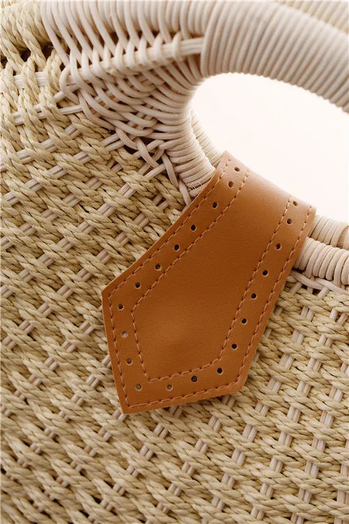 Shell Shaped Straw Woven Tote Bag