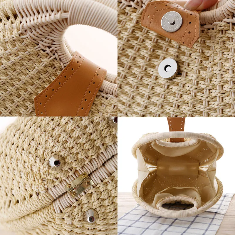 Shell Shaped Straw Woven Tote Bag