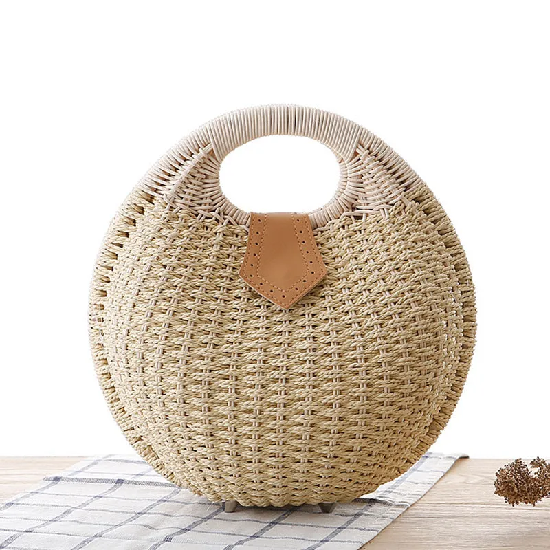 Shell Shaped Straw Woven Tote Bag