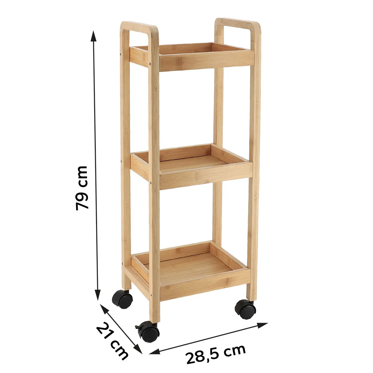 Sideboard On Wheels With 3 Shelfs - Bamboo