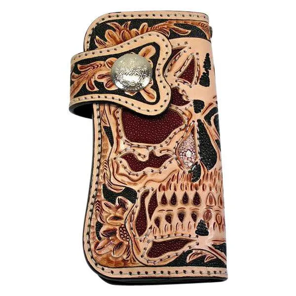 Skull Devil Rider Leather Chain Biker Wallet