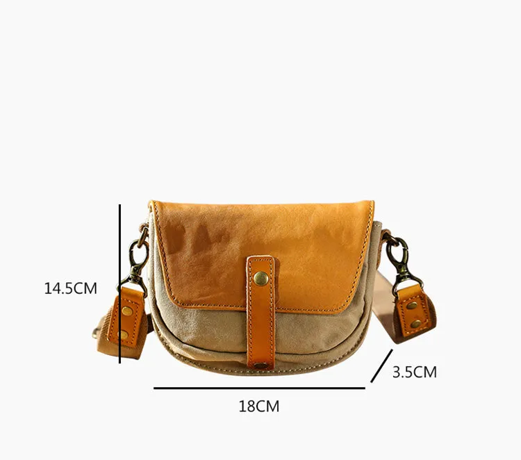 Small Canvas Crossbody Bag Leather Canvas Shoulder Bag For Women