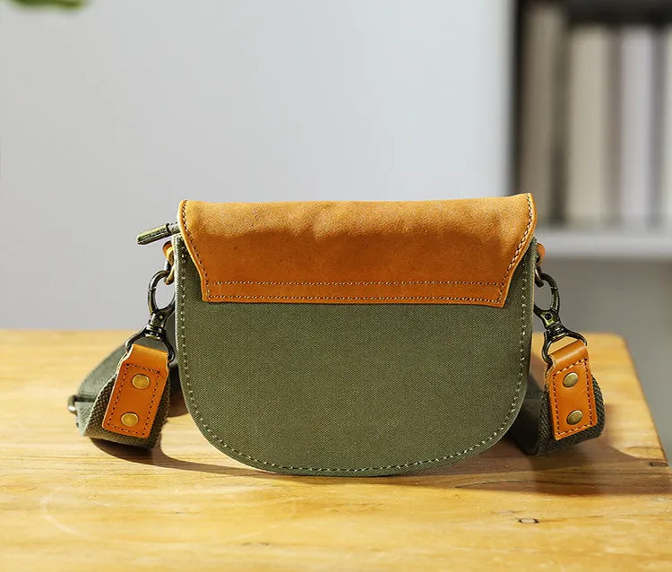 Small Canvas Crossbody Bag Leather Canvas Shoulder Bag For Women