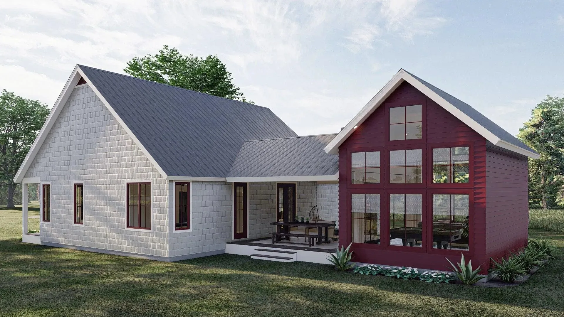 Spacious 2-Bedroom House Plan with Game Room and Outdoor Fireplace