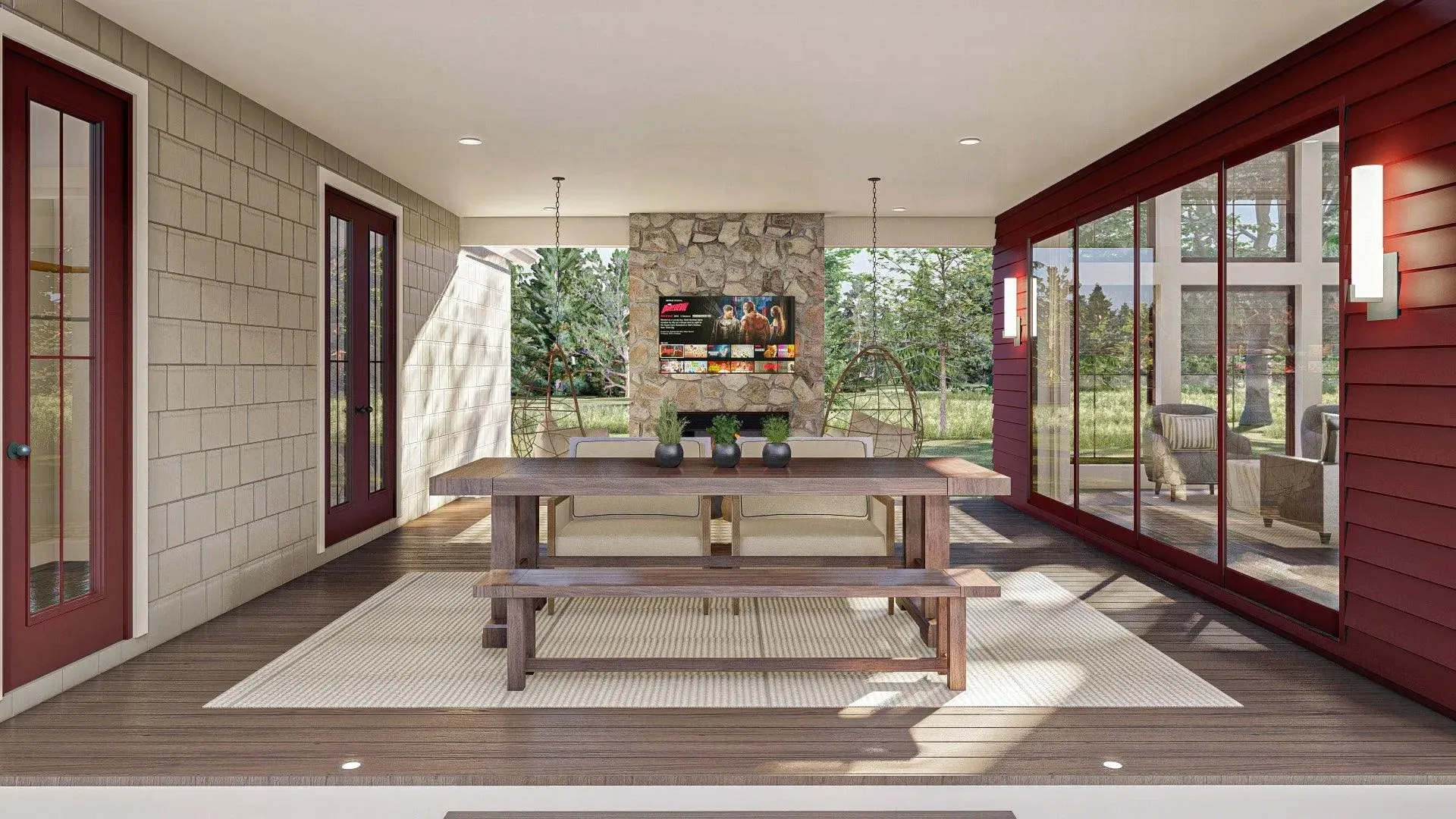 Spacious 2-Bedroom House Plan with Game Room and Outdoor Fireplace