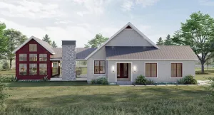 Spacious 2-Bedroom House Plan with Game Room and Outdoor Fireplace