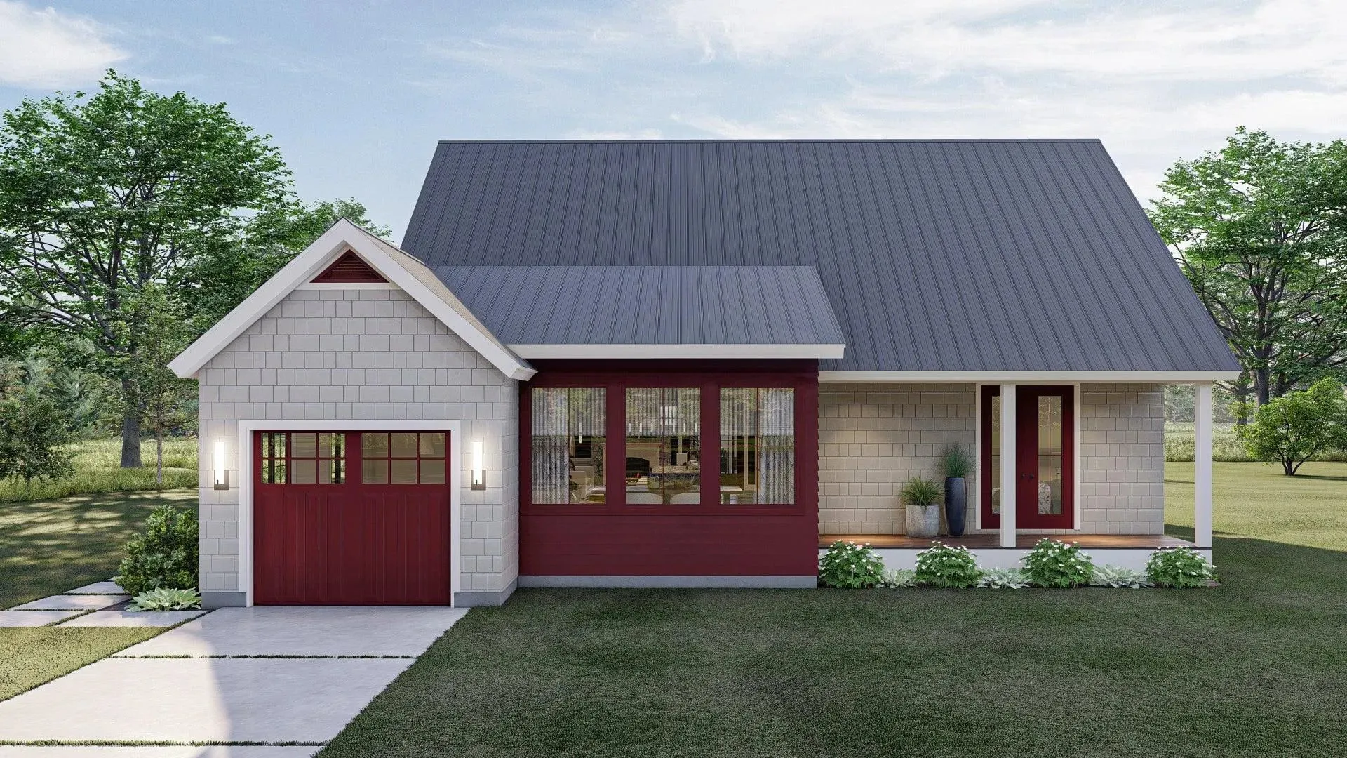 Spacious 2-Bedroom House Plan with Game Room and Outdoor Fireplace