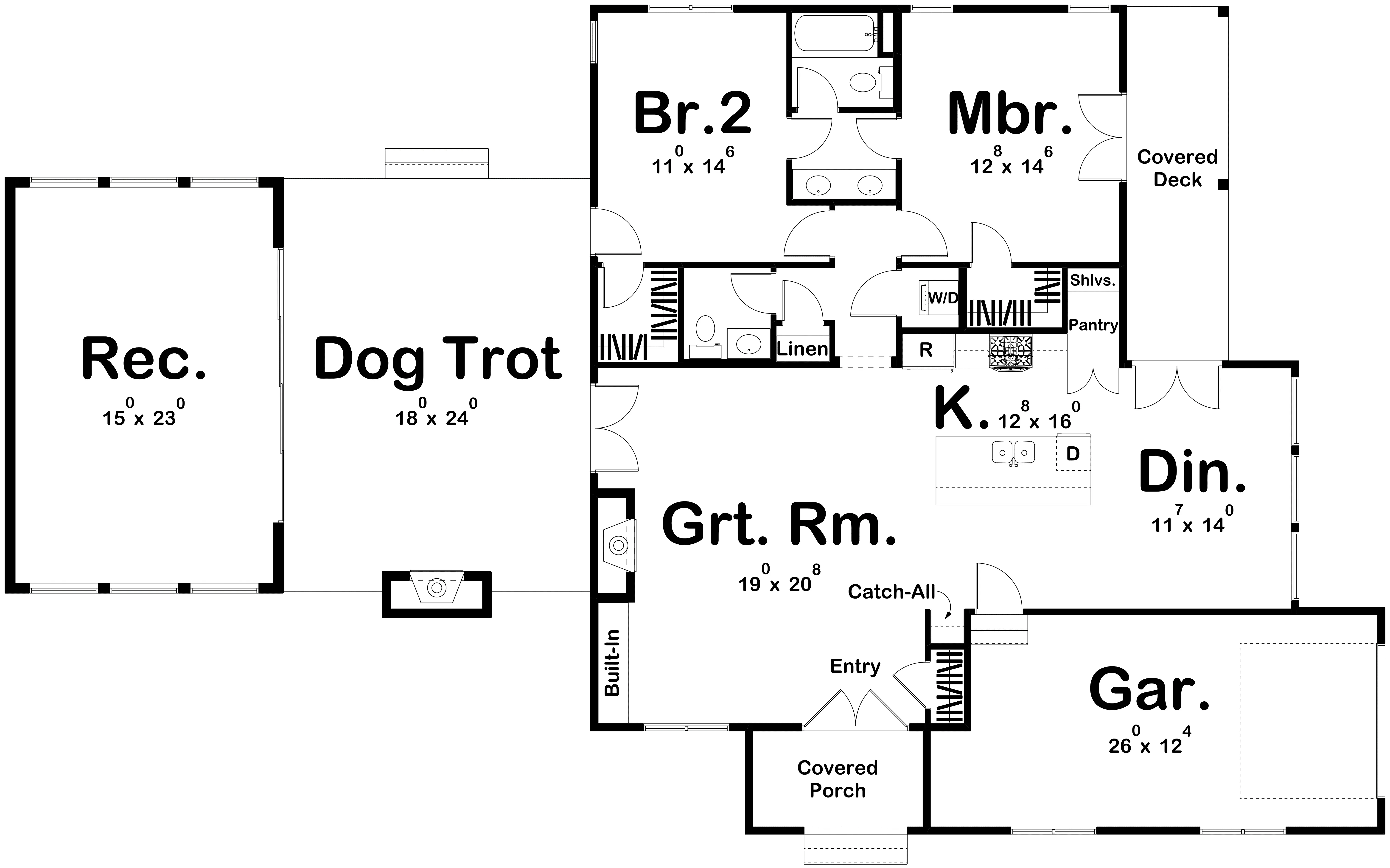 Spacious 2-Bedroom House Plan with Game Room and Outdoor Fireplace
