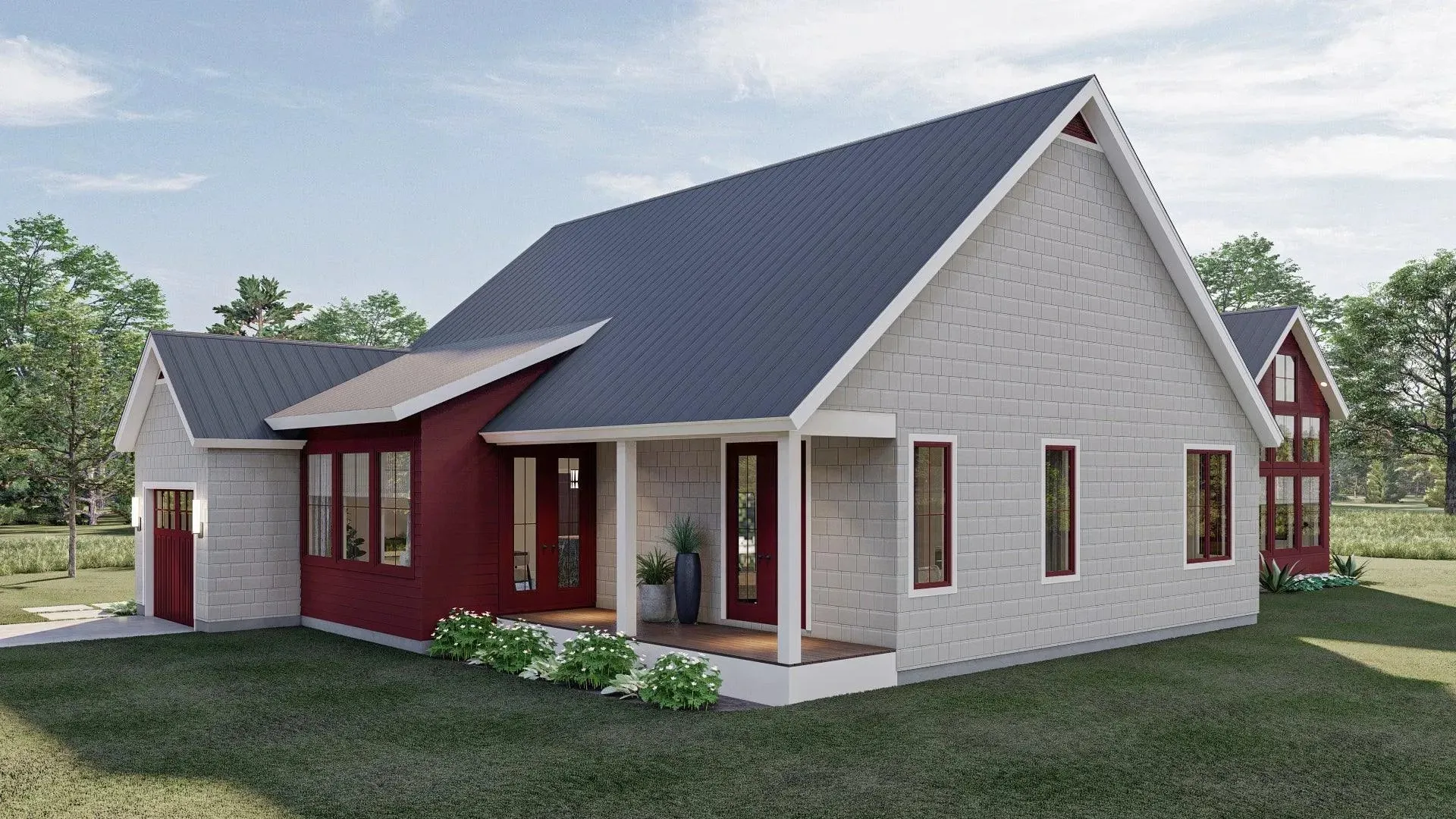 Spacious 2-Bedroom House Plan with Game Room and Outdoor Fireplace