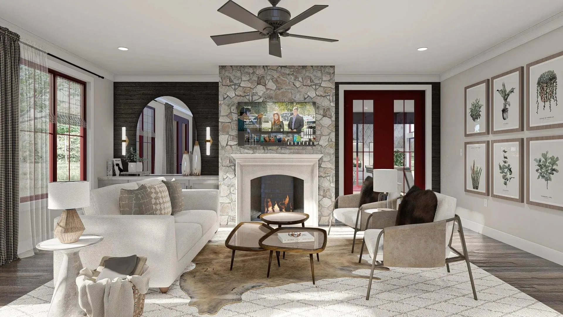 Spacious 2-Bedroom House Plan with Game Room and Outdoor Fireplace