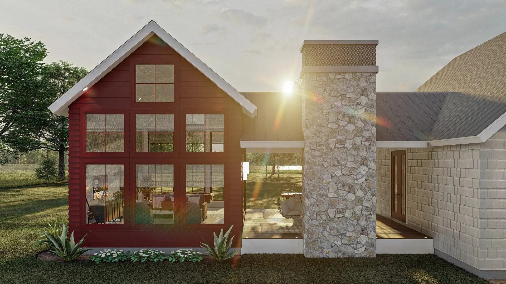 Spacious 2-Bedroom House Plan with Game Room and Outdoor Fireplace