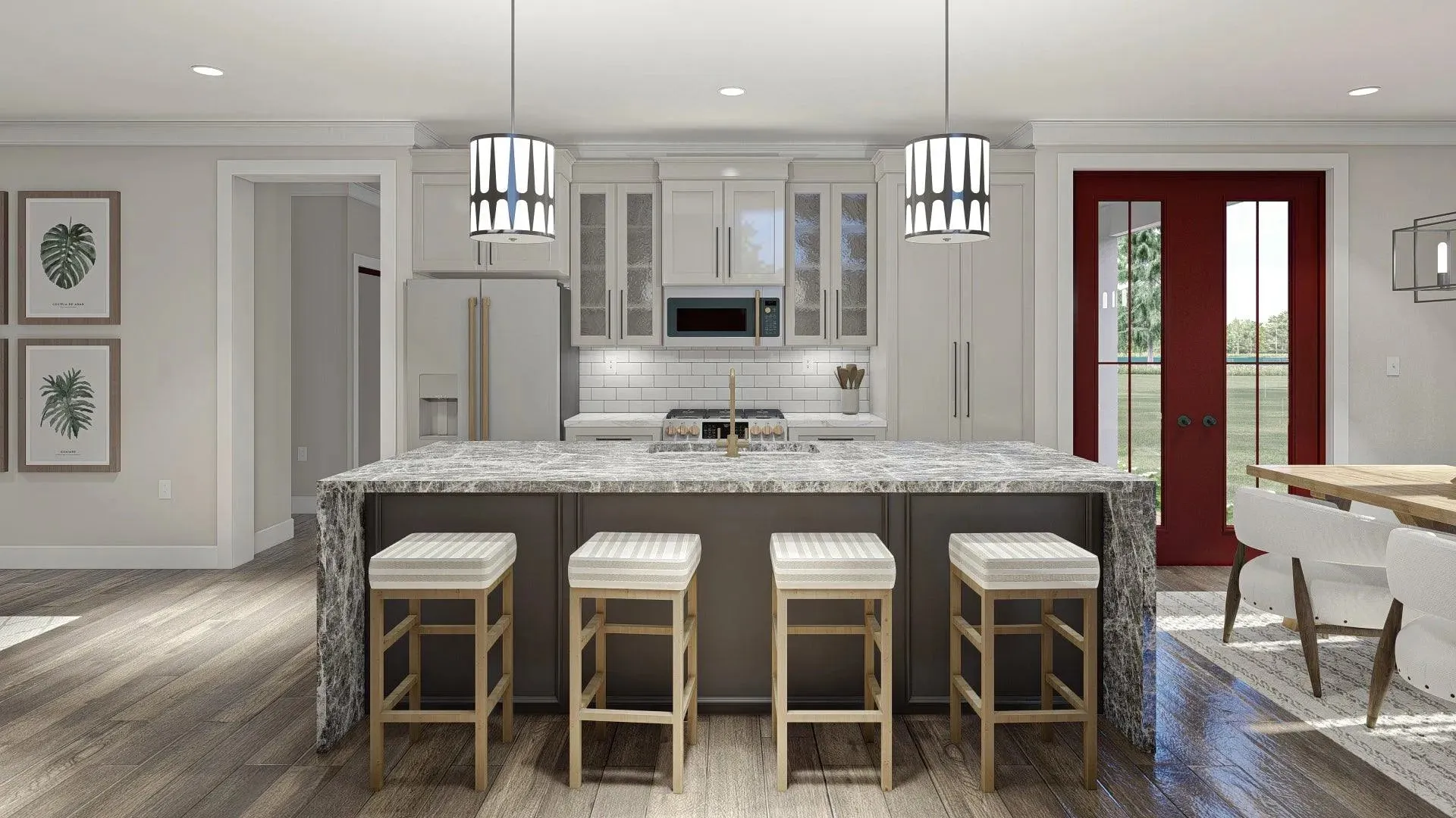 Spacious 2-Bedroom House Plan with Game Room and Outdoor Fireplace
