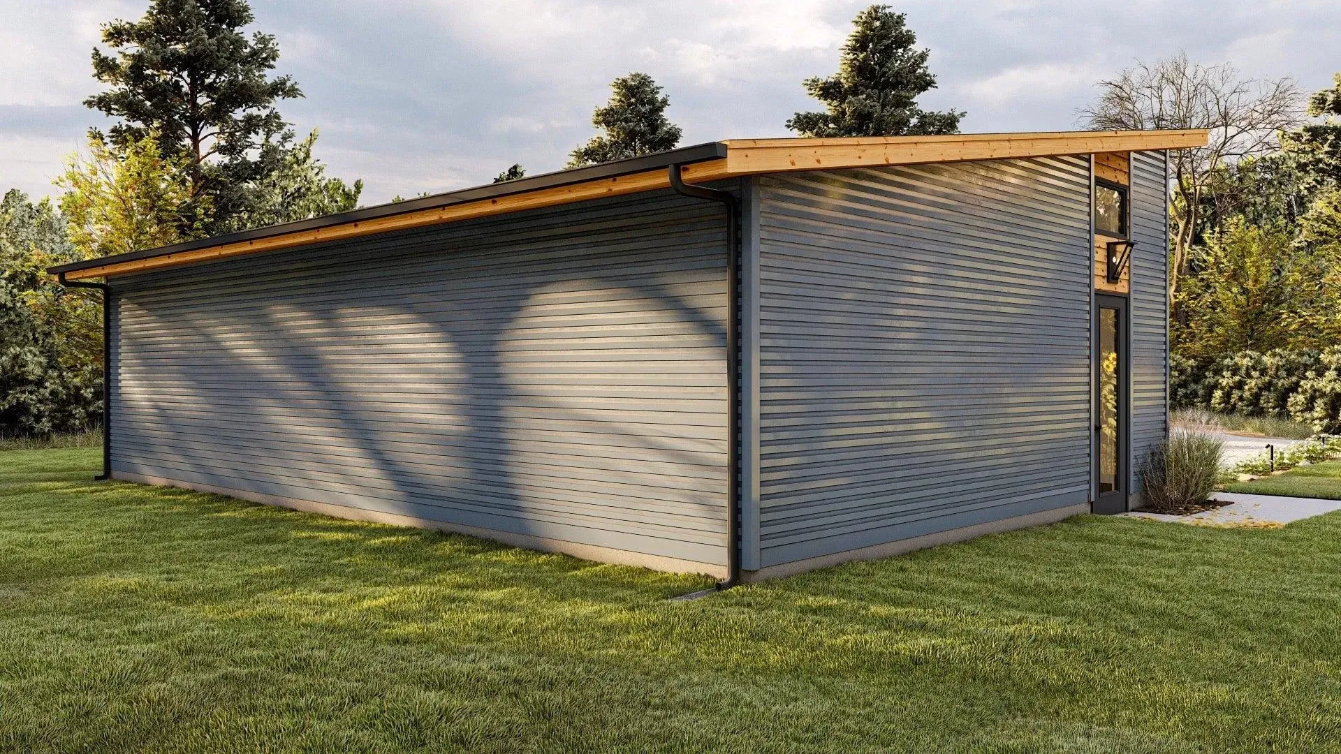 Spacious 3-Bay Garage Plan with High Ceilings and Front Load