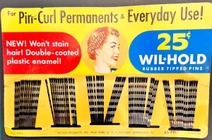 Substantial card of 65 Hair pins for Pin-Curl Permanents & Everyday Use