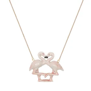 Summer Sale - Pastel Flamingo Kissing Necklace