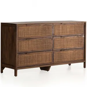 Sydney 6 Drawer Dresser, Brown Wash