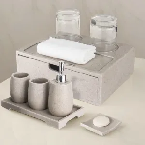 The Better Home Bathroom Accessories Set (6Pcs-Khaki) Soap Dispenser for Bathroom | Liquid Soap Dispenser | Handwash Bottle | Soap Dispenser for Wash Basin | Smooth Finishing | Soap Case for Bathroom
