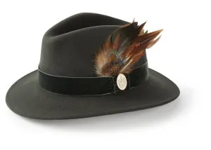 The Chelsworth Fedora in Olive Green (Bronze Luxe Feather)