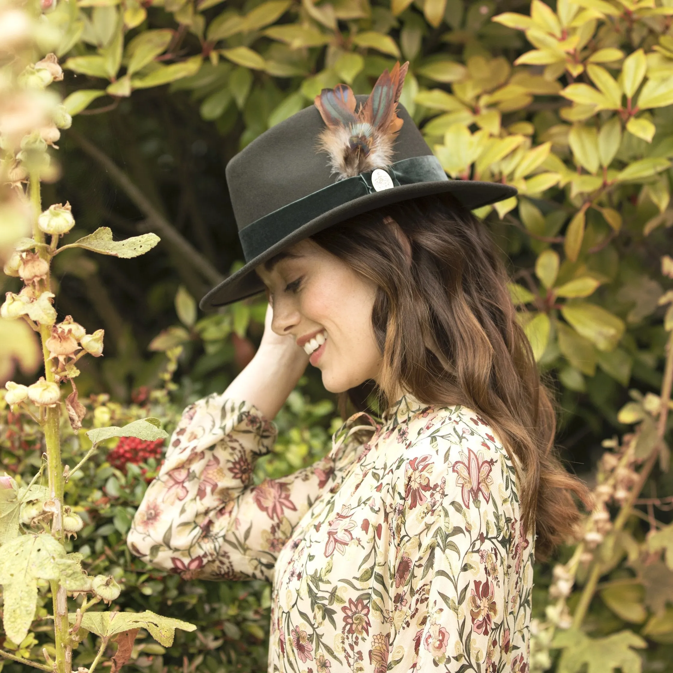 The Chelsworth Fedora in Olive Green (Bronze Luxe Feather)
