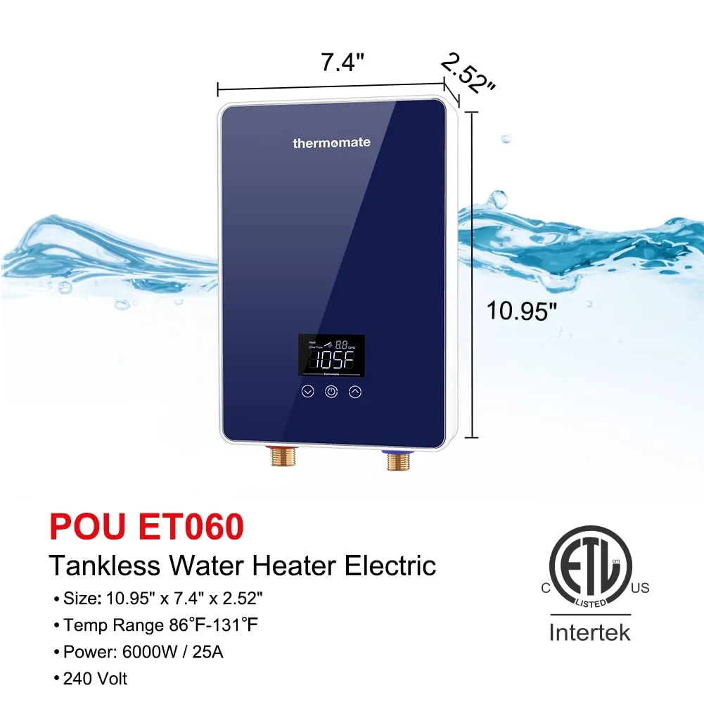 Thermomate Electric Water Heater - Blue - 6kW & 240V