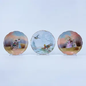 Three (3) Antique Limoges and Rosenthal Porcelain Cabinet Plates.