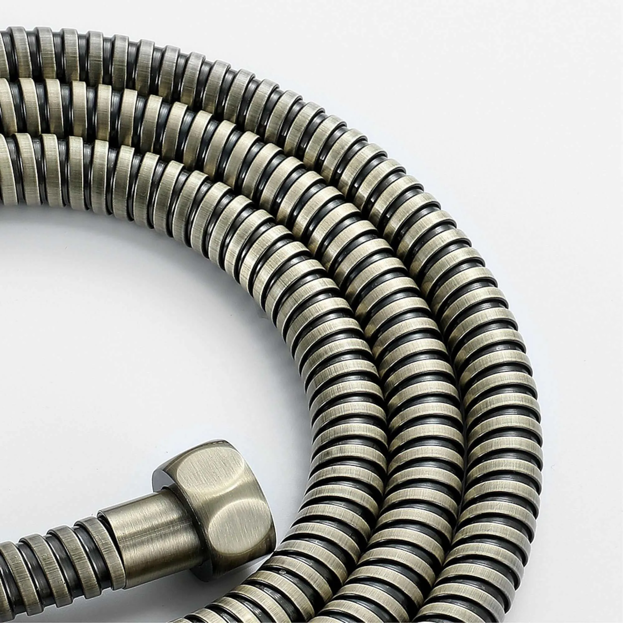 Traditional Brass & White Ceramic Hand Shower Kit Incl. Hose And Wall Bracket With Outlet - Antique Brass