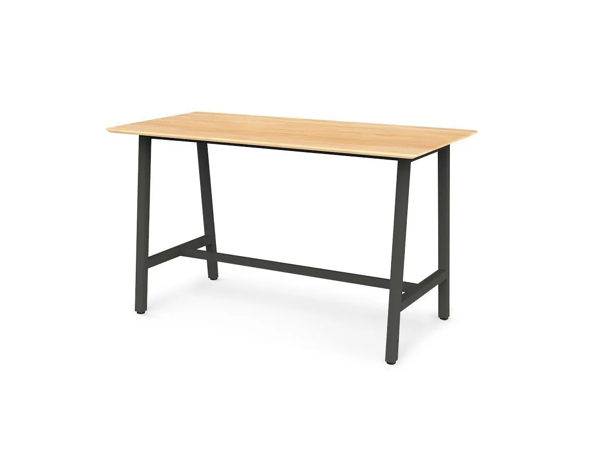 Trestle 1.8m Solid Timber Top Bar Table - Black Frame