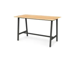 Trestle 1.8m Solid Timber Top Bar Table - Black Frame
