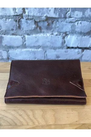 Tri-Fold Wallet in Vintage Leather - Dark Brown Seppia