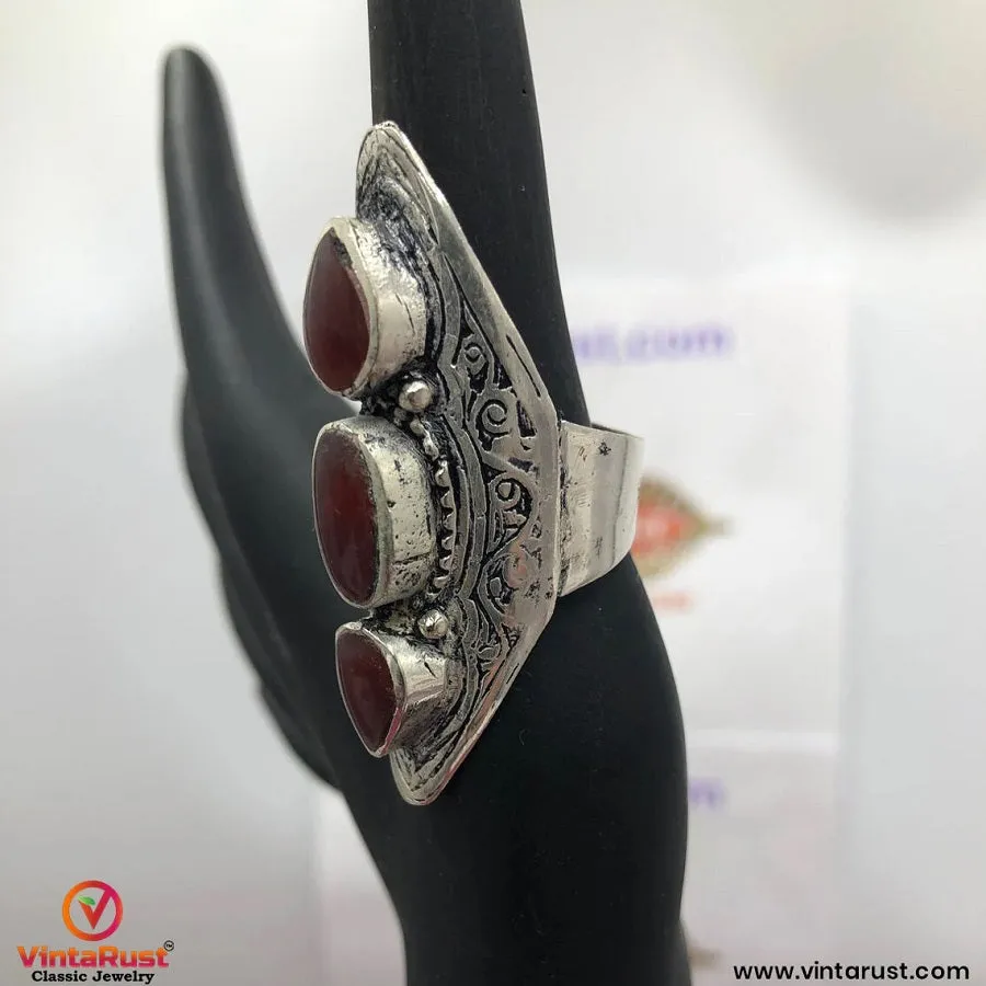 Tribal Antique Three Stones Ring