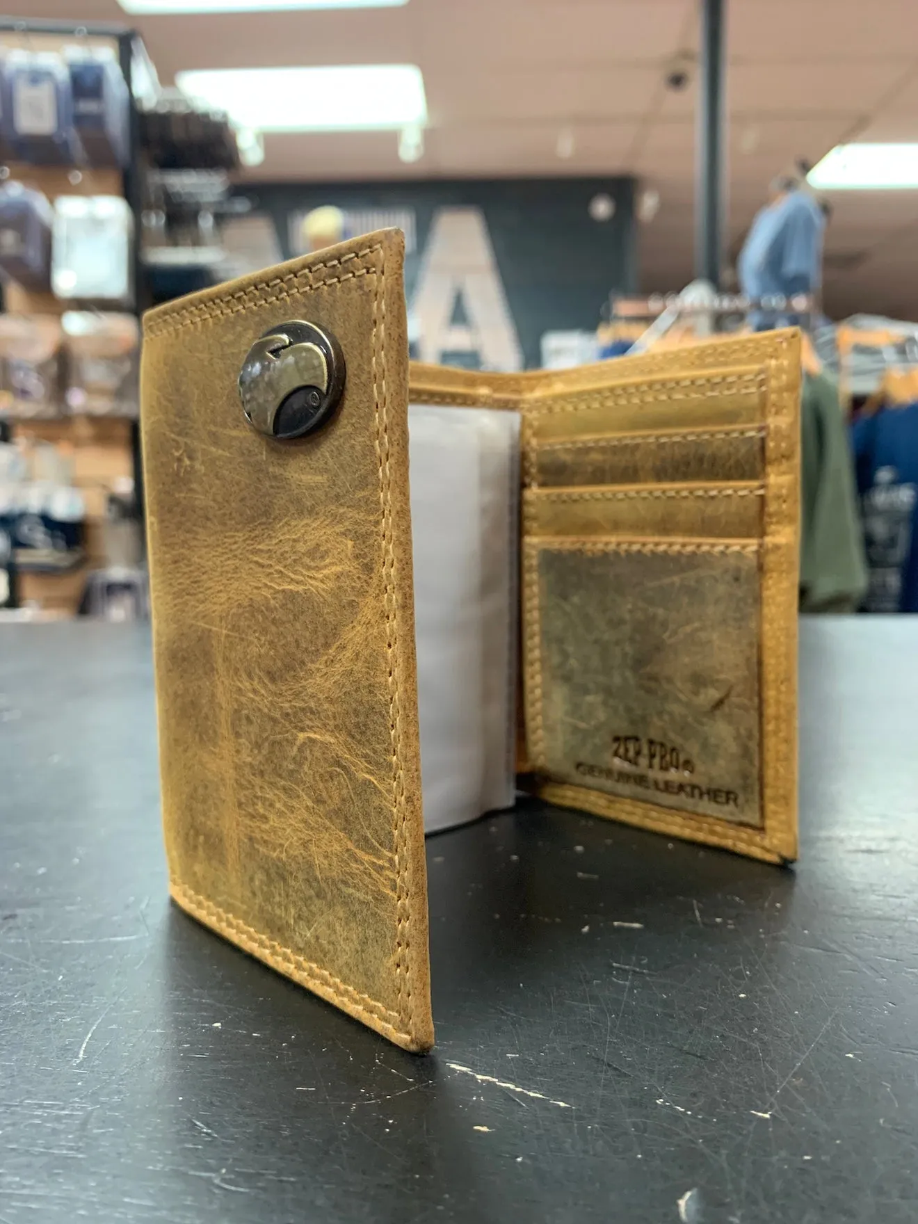 Trifold Wallet - Vintage Tan Crazy Horse Leather