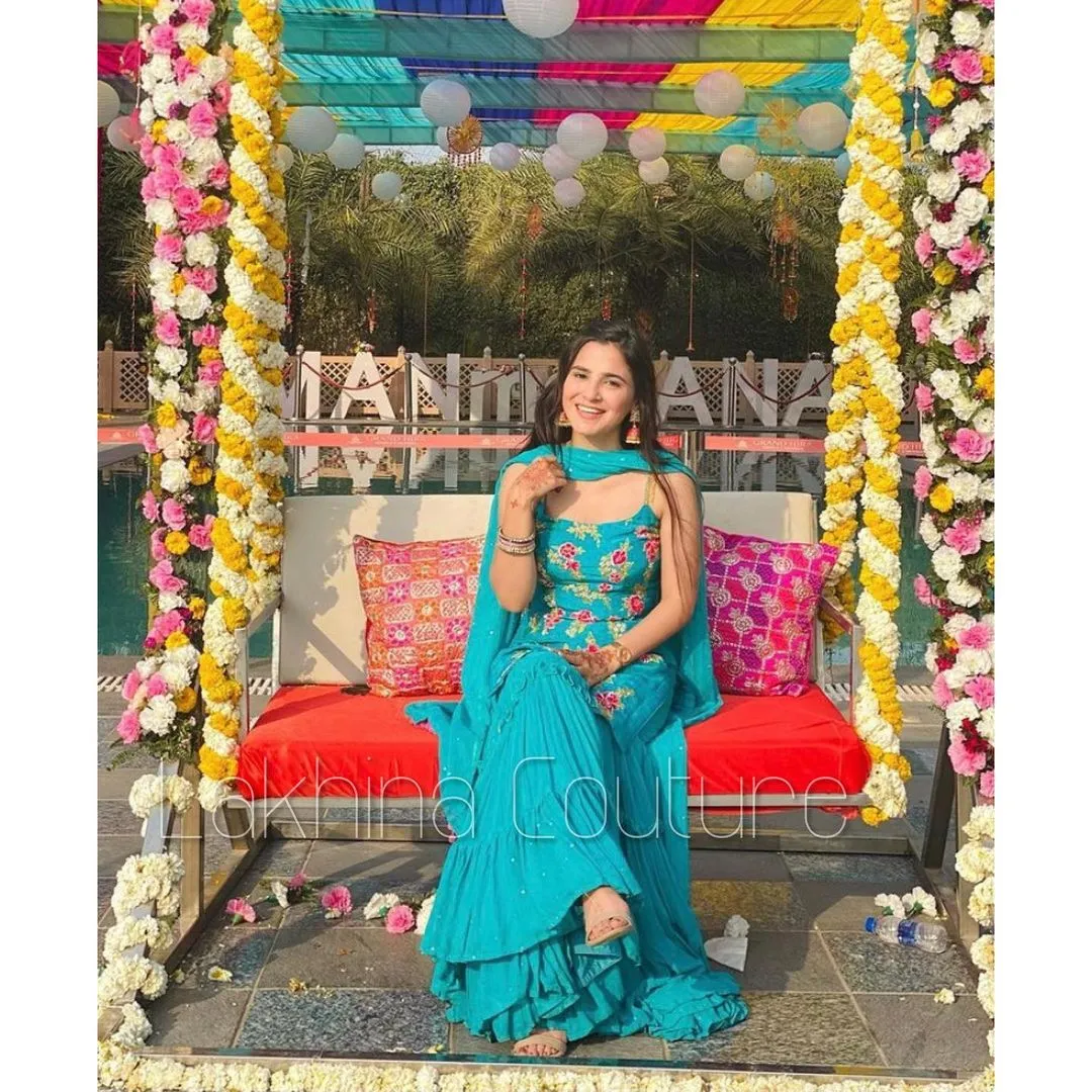 Turquoise Embroidered Suit