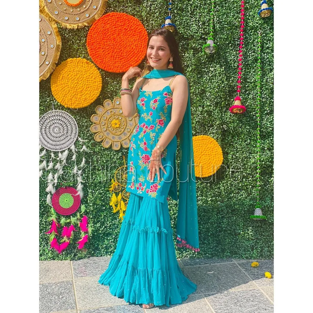 Turquoise Embroidered Suit