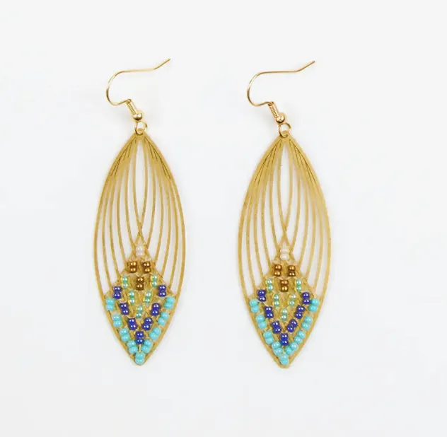 Turquoise Swooping Oval Earring