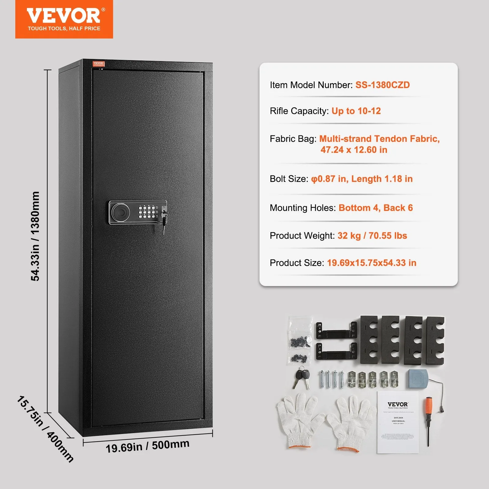 Vevor Gun Safe with Lock and Digital Keypad Quick Access Rifle Cabinet New