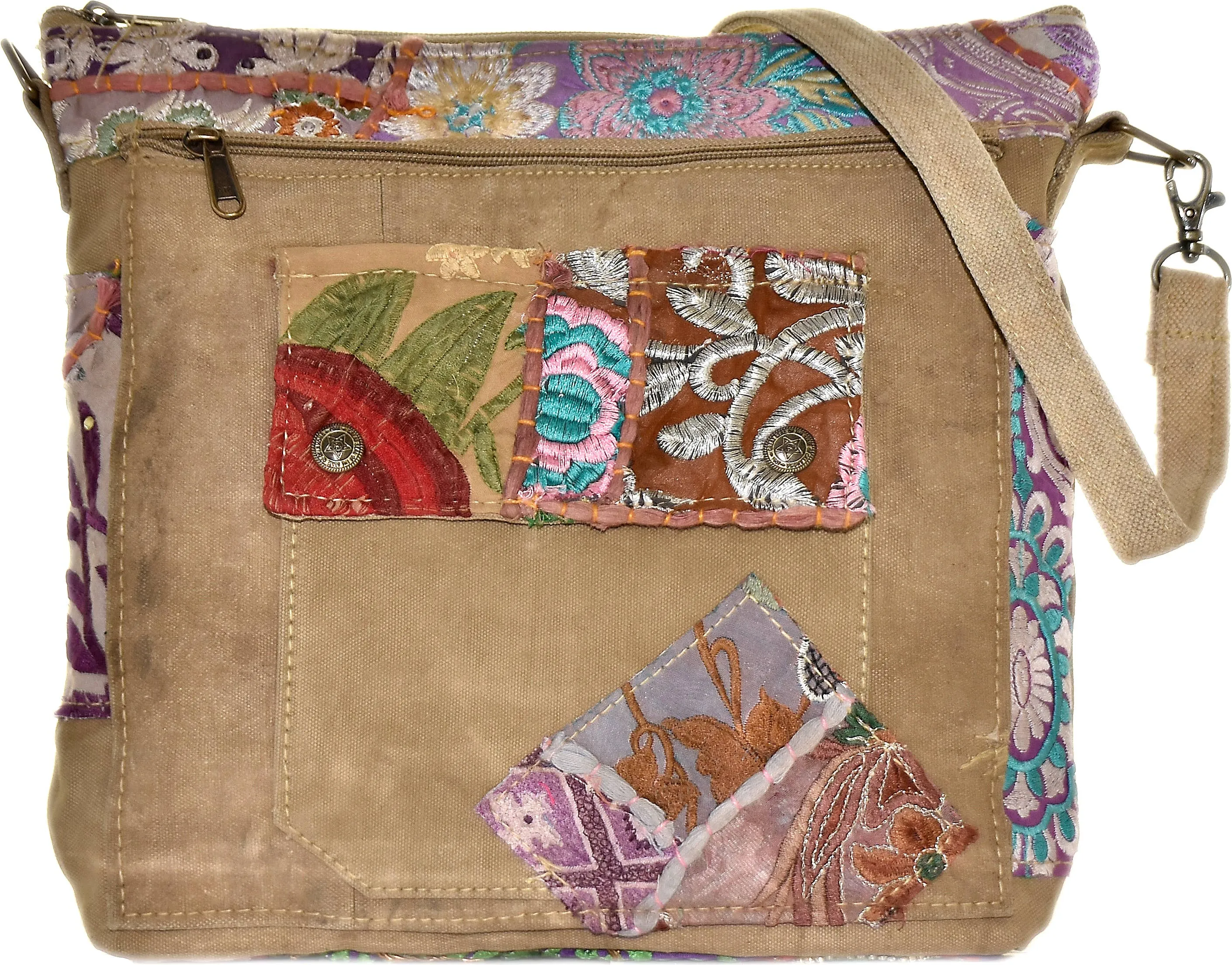 Vintage Fabric & Recycled Military Tent Crossbody