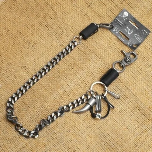 WA-WC7032 Wallet Chain with a skull / horn / leather designs, Single Chain
