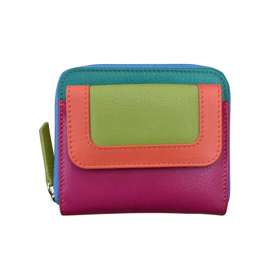 Wallet Small Flap Pocket Card Holder Paradise Multi Leather RFID Blocking 6239