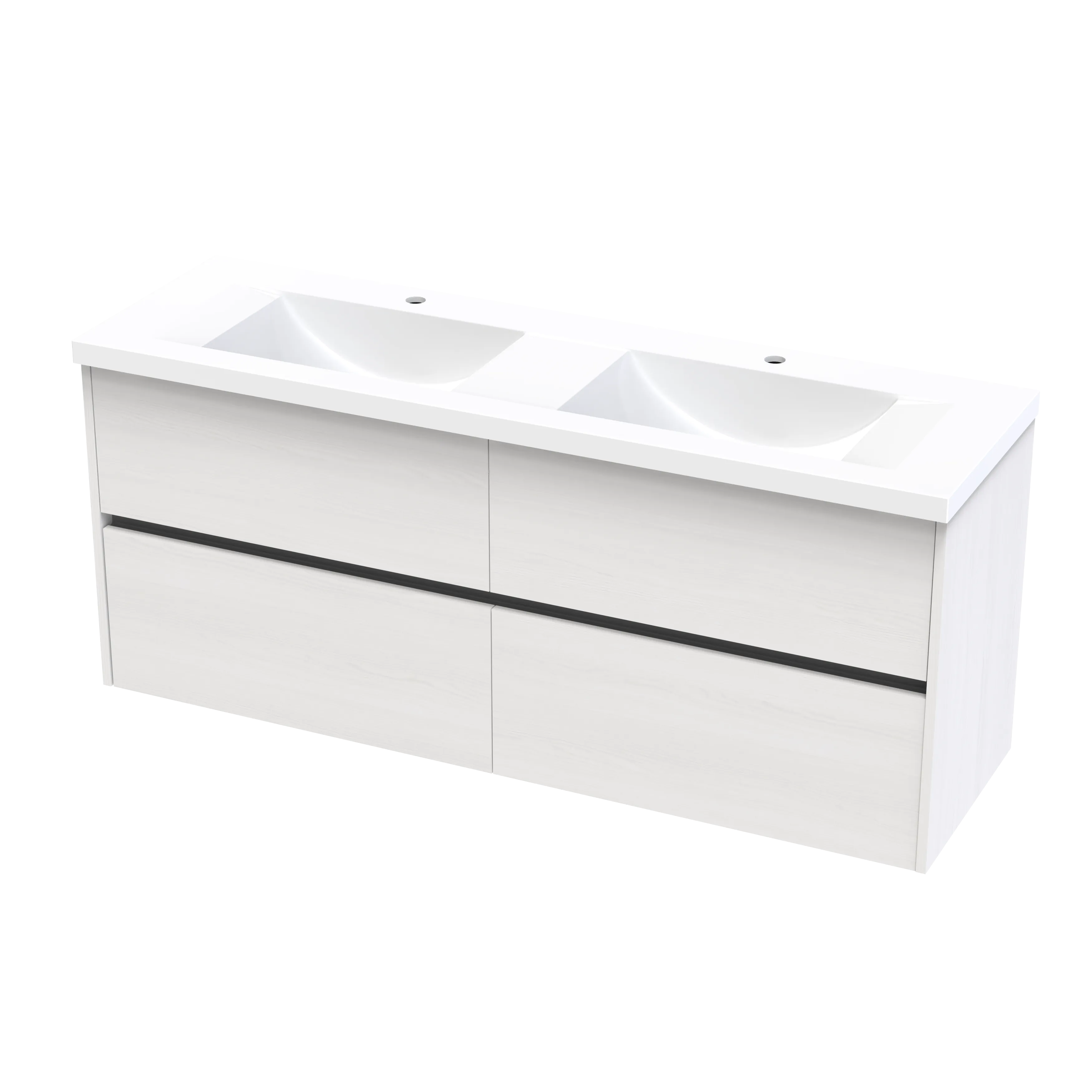 Wave Syrtari 1500 4 Drawer Double Basin Wall Vanity