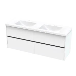 Wave Syrtari 1500 4 Drawer Double Basin Wall Vanity