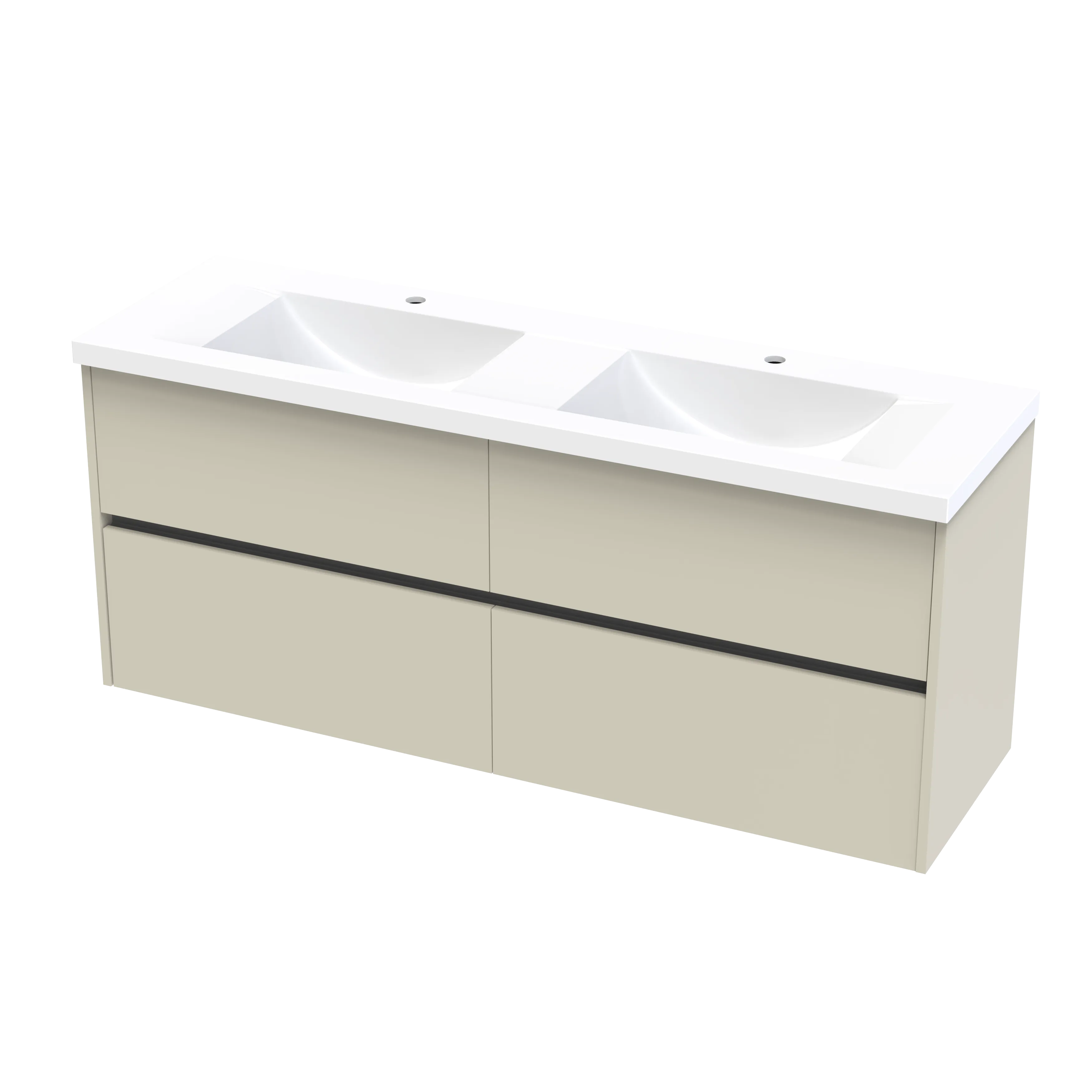 Wave Syrtari 1500 4 Drawer Double Basin Wall Vanity