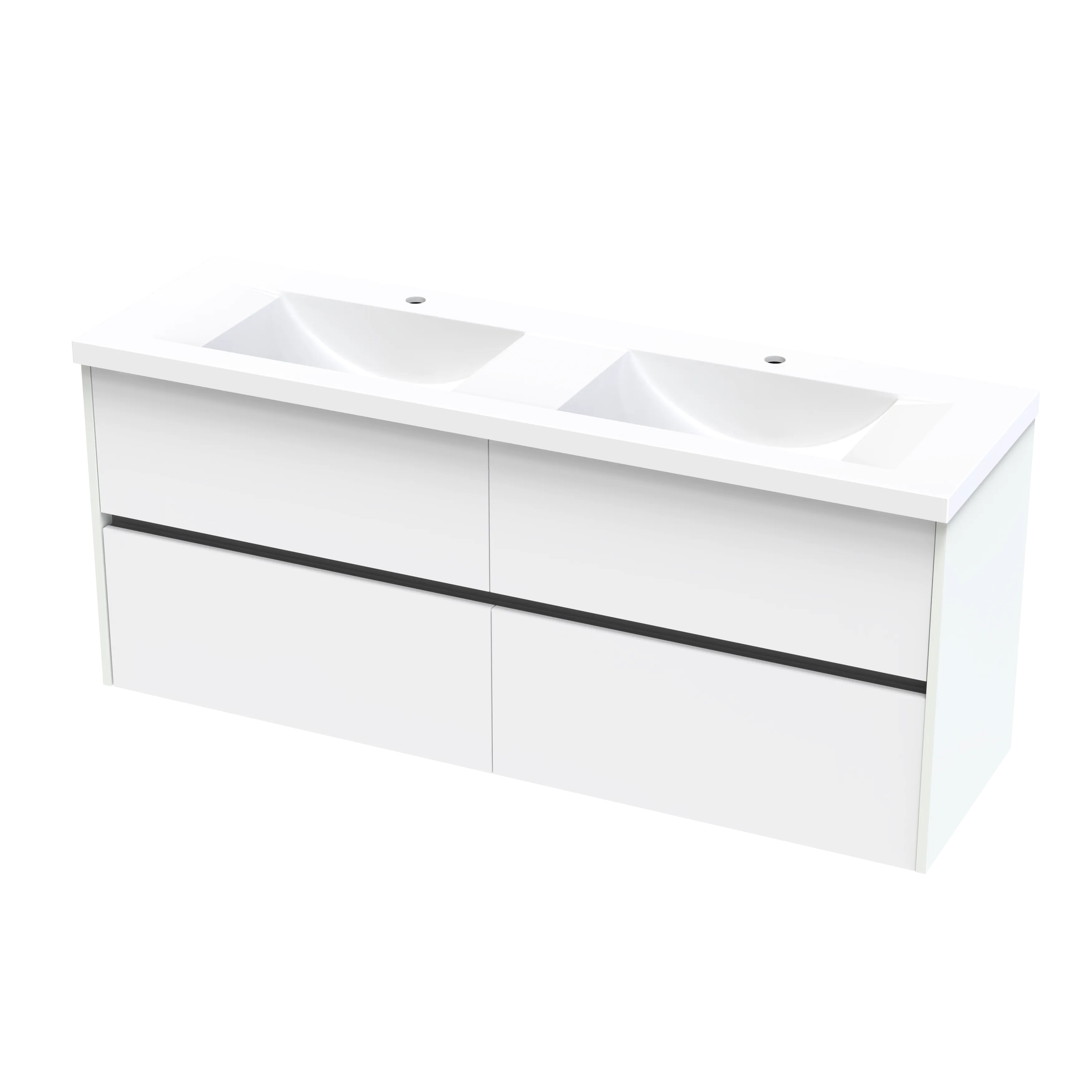 Wave Syrtari 1500 4 Drawer Double Basin Wall Vanity