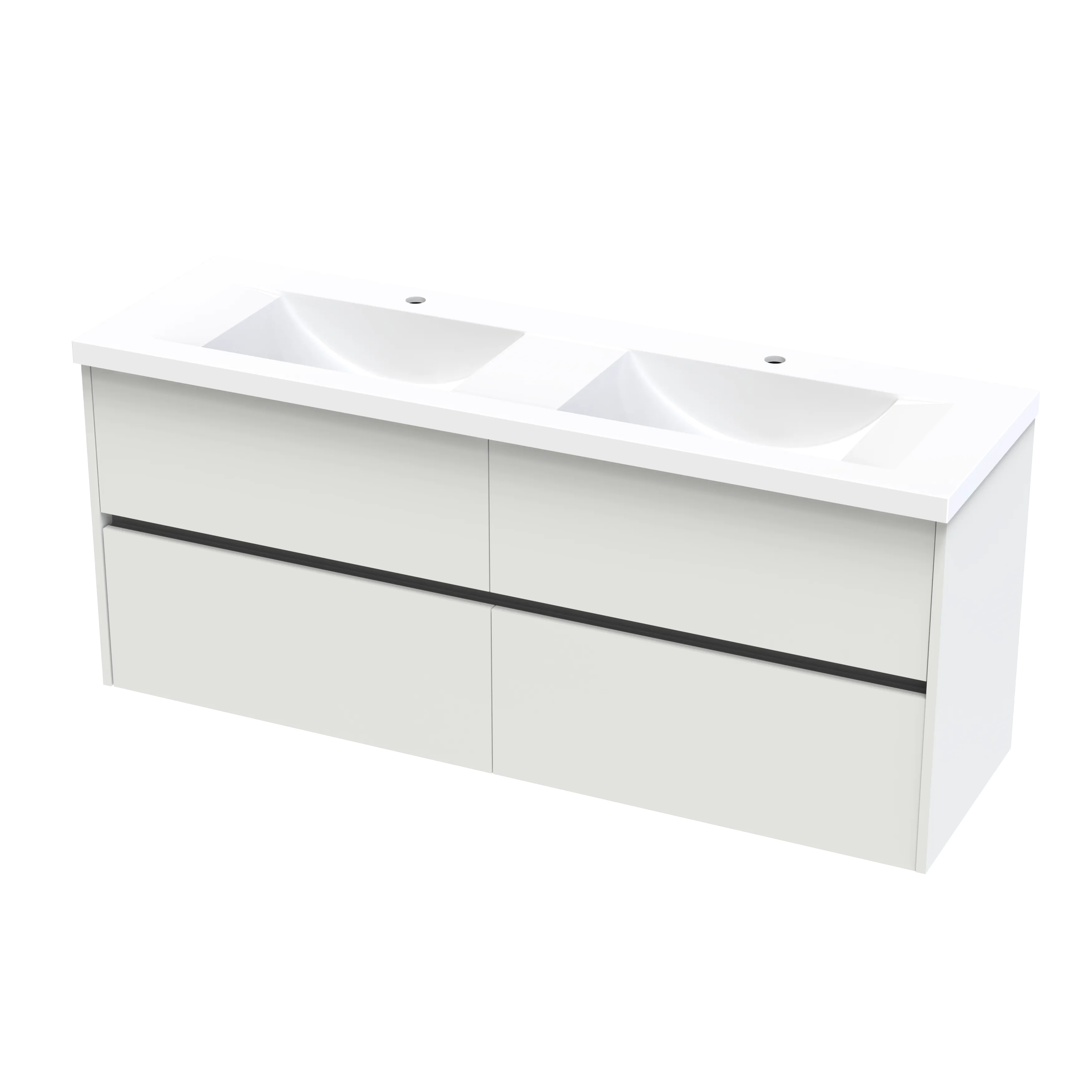 Wave Syrtari 1500 4 Drawer Double Basin Wall Vanity