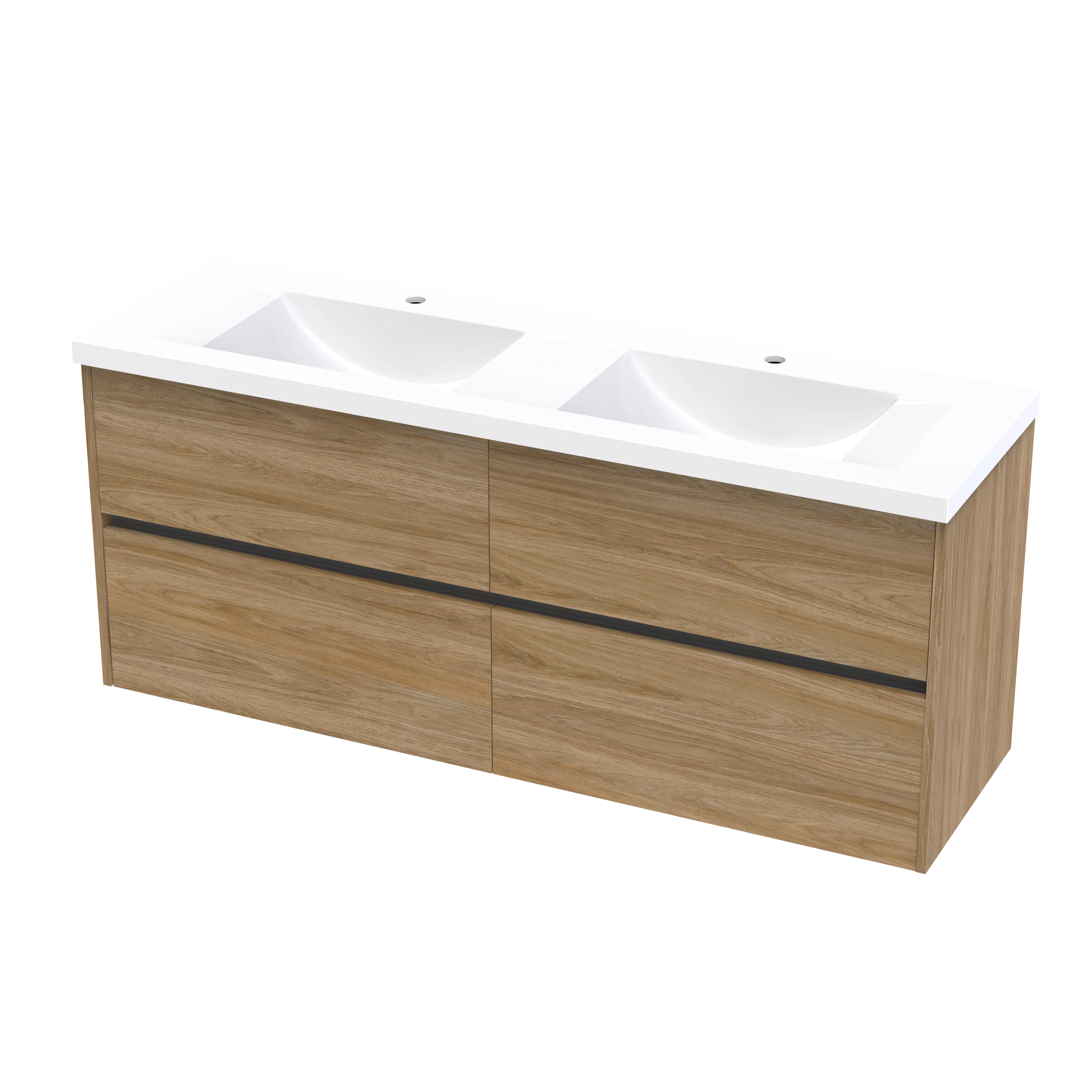 Wave Syrtari 1500 4 Drawer Double Basin Wall Vanity