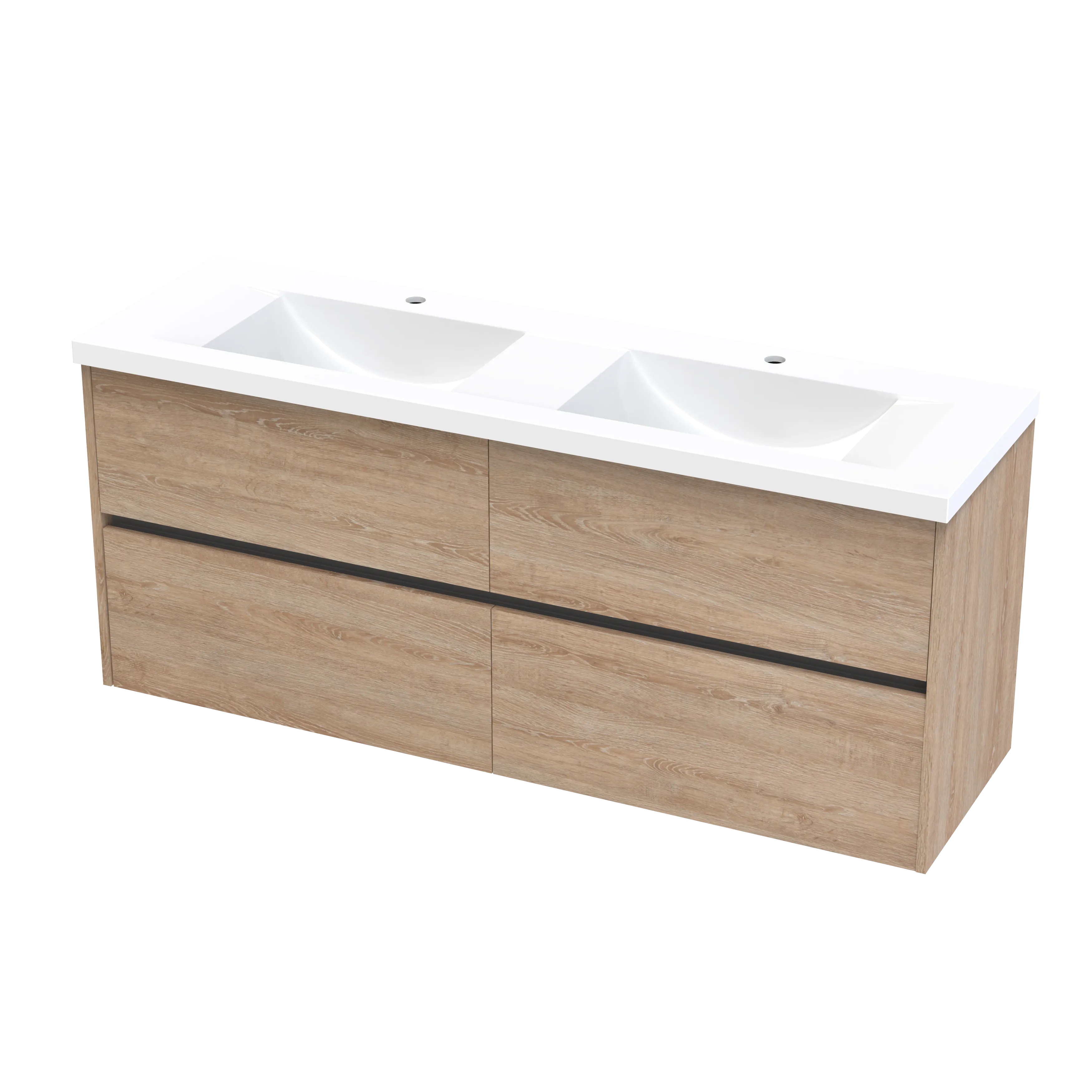 Wave Syrtari 1500 4 Drawer Double Basin Wall Vanity