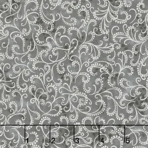 Winter's Grandeur - Champagne Ornate Scroll Ash Metallic Yardage