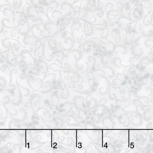 Winter's Grandeur - Champagne Ornate Scroll Silver Metallic Yardage