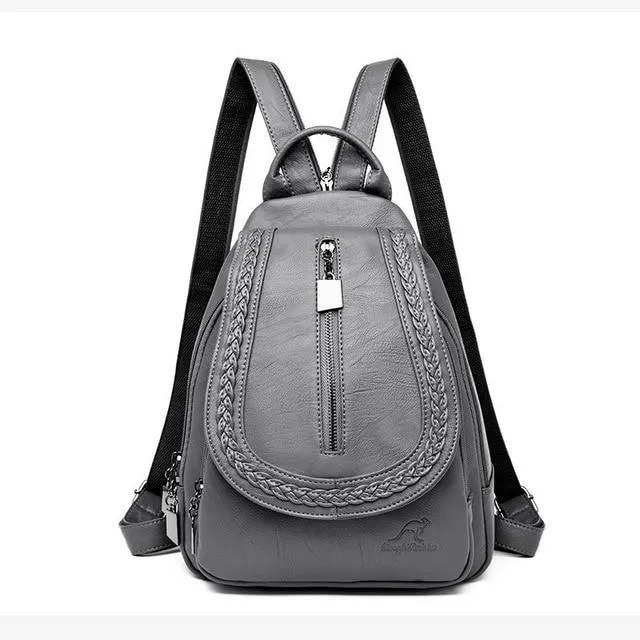 Women Genuine Leather Backpacks Zipper Chest Bag Travel Back Pack School Bags For Teenage Girls
